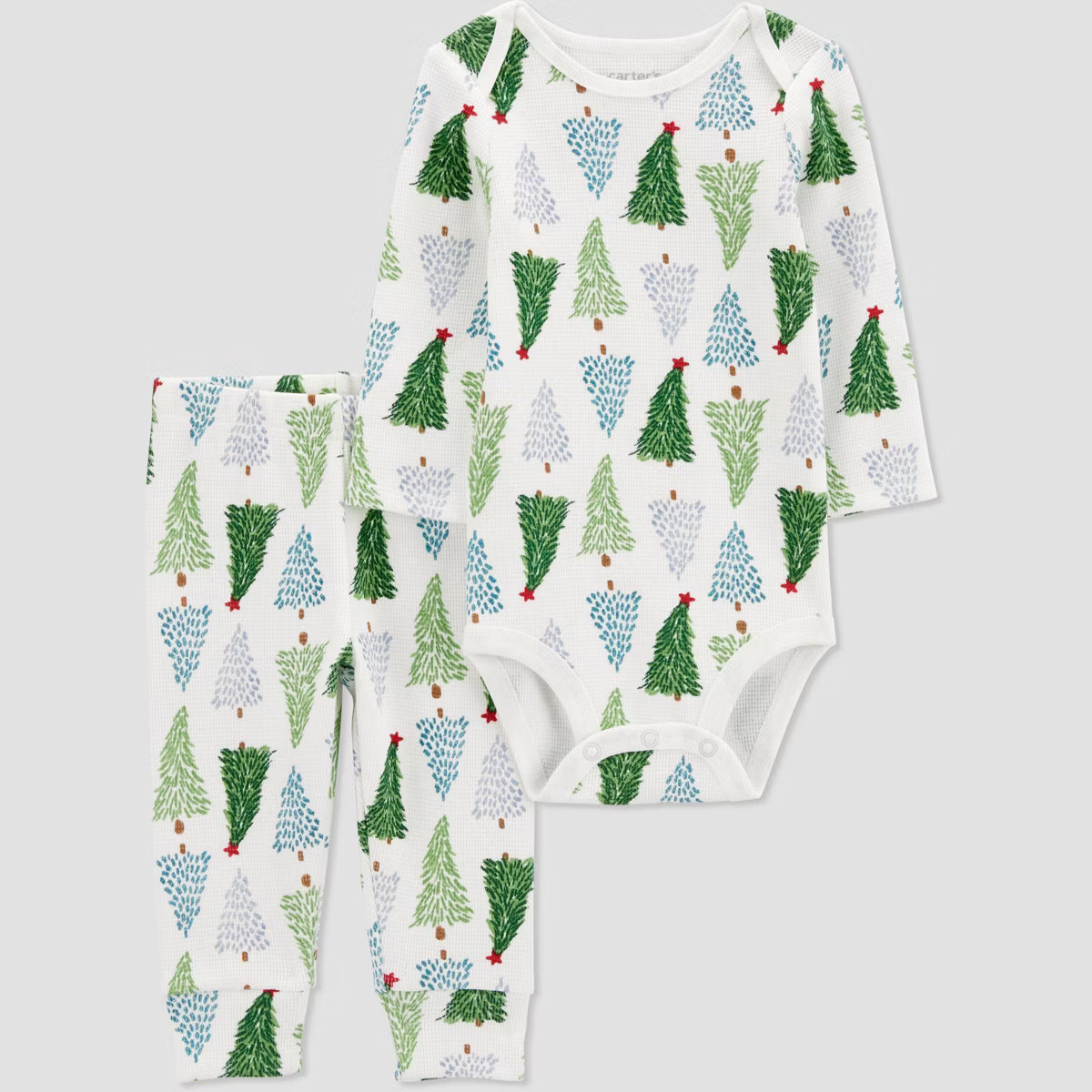 Carter's Just One You® Baby Christmas 2pc Tree's Top & Bottom Set - Green/White 9M | Target