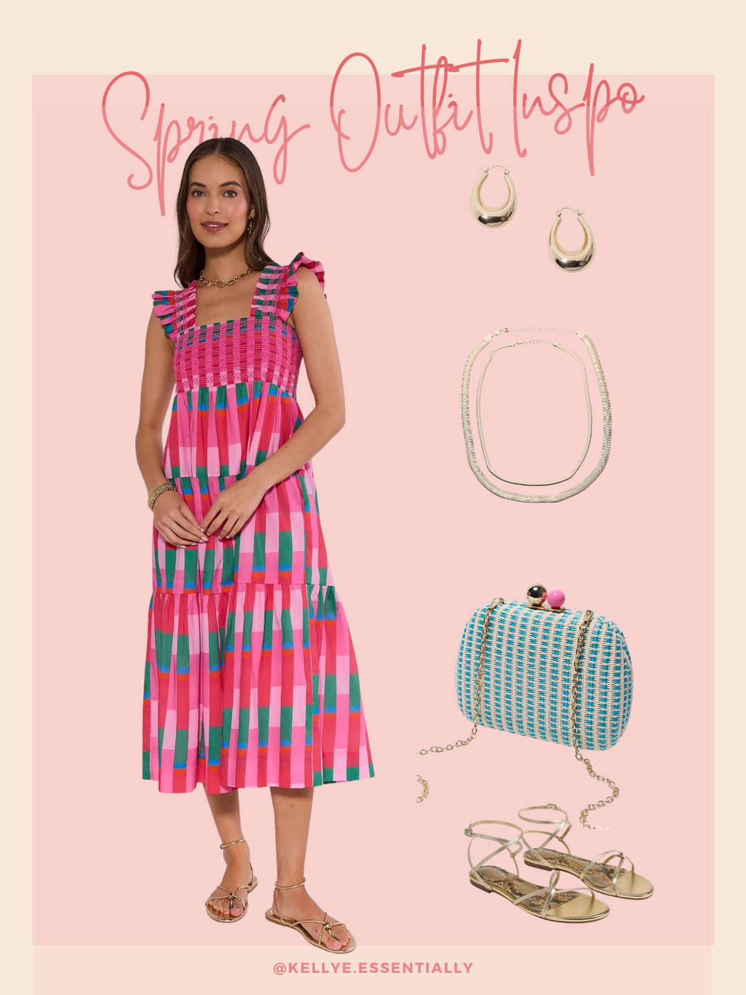 How fun is this spring dress? 💗

This pink patterned midi dress is perfect for brunch, vacation, Easter, spring weddings, or baby showers. The ruffle straps and smocked top make it flattering and comfortable.

Style it with gold flat sandals, statement hoops, and a woven clutch for an easy spring outfit idea. 

 #LTKootd #LTKSeasonal