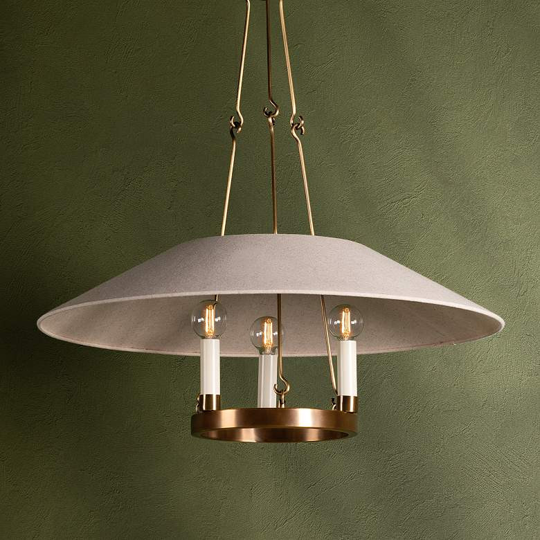 Archive 25" Wide Patina Brass 3-Light Chandelier | Lamps Plus