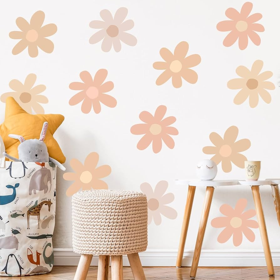 12 Sheets Daisy Wall Decals Flower Wall Stickers Large Daisy Wall Stickers Daisy Decals for Wall ... | Amazon (US)