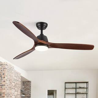 Farmhouse 52 in. Integrated LED Indoor Matte Black Ceiling Fan with Remote Control, DC Motor and ... | The Home Depot