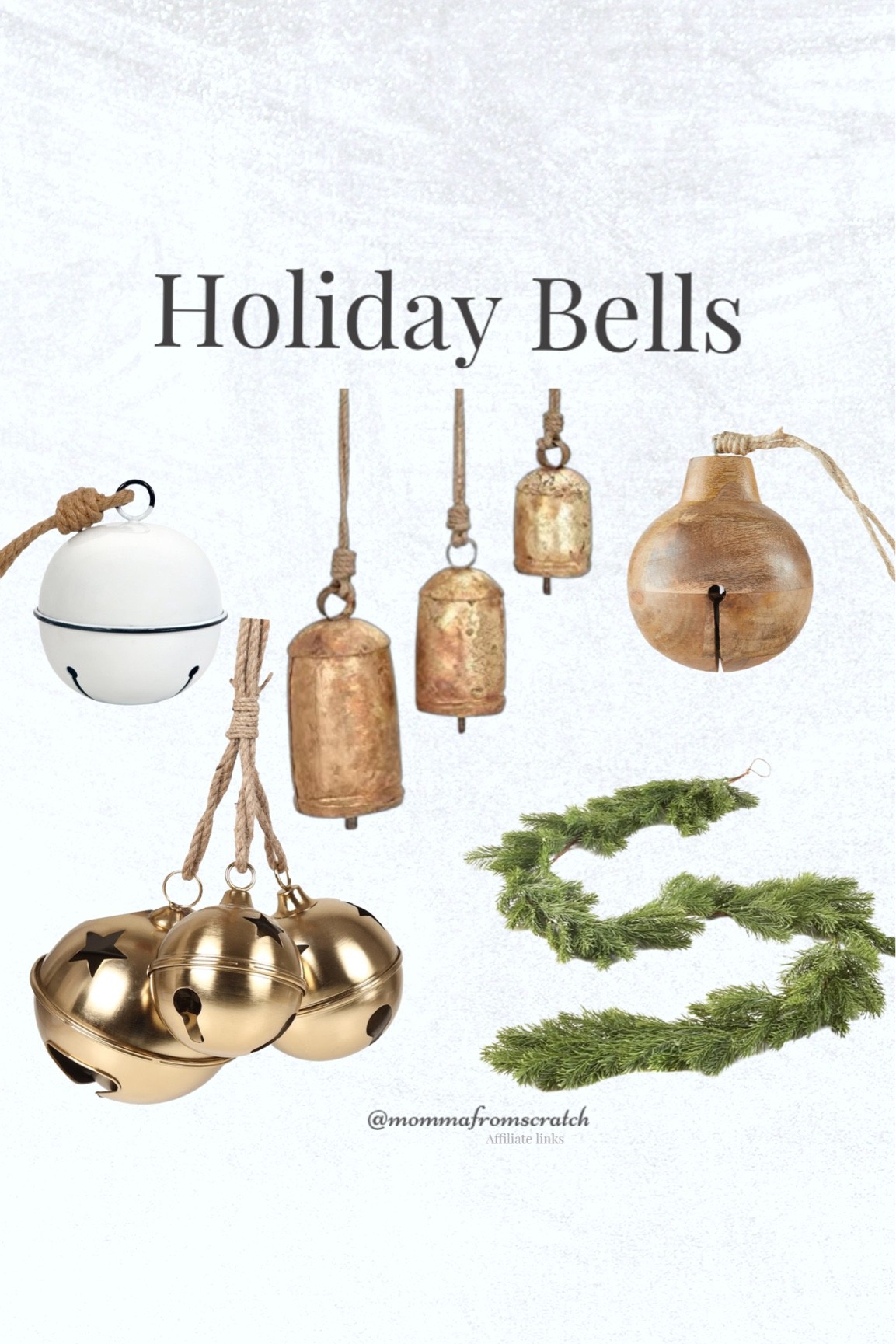 Holiday decor, Christmas bells, Christmas decor, garland, Christmas garland, gold bells. 

#LTKunder50 #LTKHoliday #LTKhome