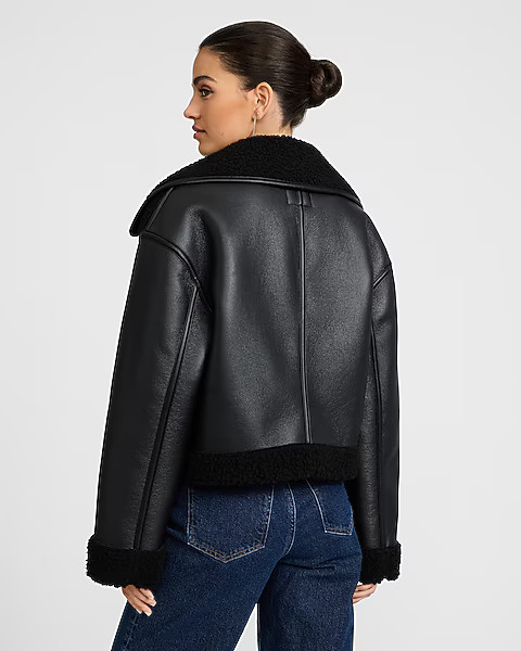 Faux Leather Shearling Coat | Express