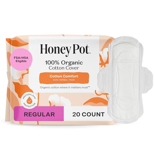 The Honey Pot Company - Sanitary Pads for Women - Non-Herbal Regular Flow w/Wings - Organic Cotton Cover & Ultra-Absorbent Pulp Core - Feminine Care - 20 ct | Amazon (US)