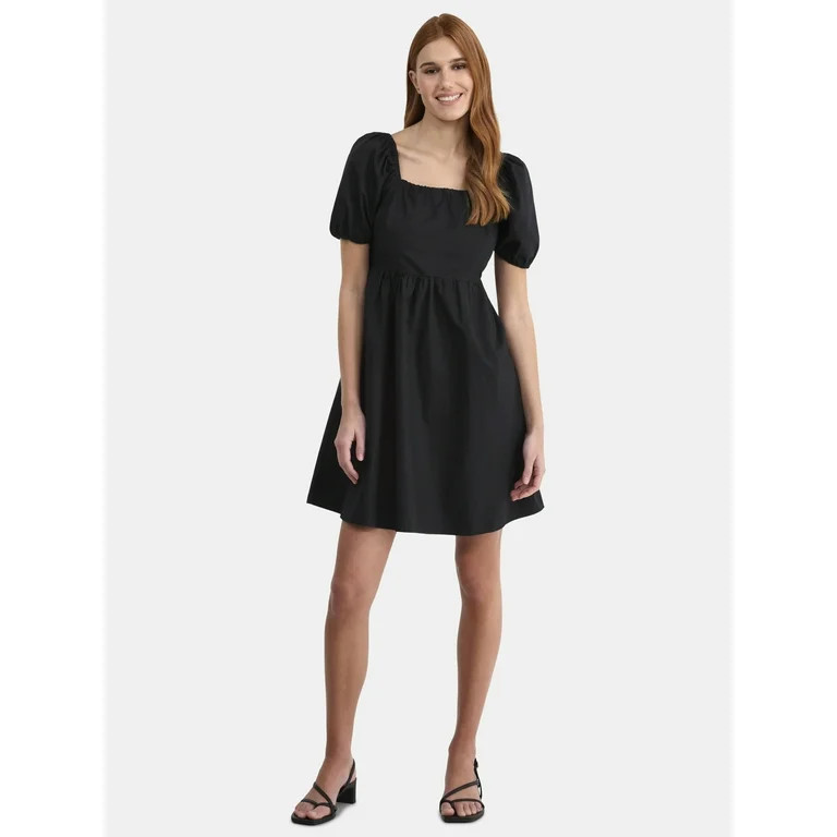 Time and Tru Women's Puff Sleeve Mini Dress, Sizes XS-XXXL | Walmart (US)