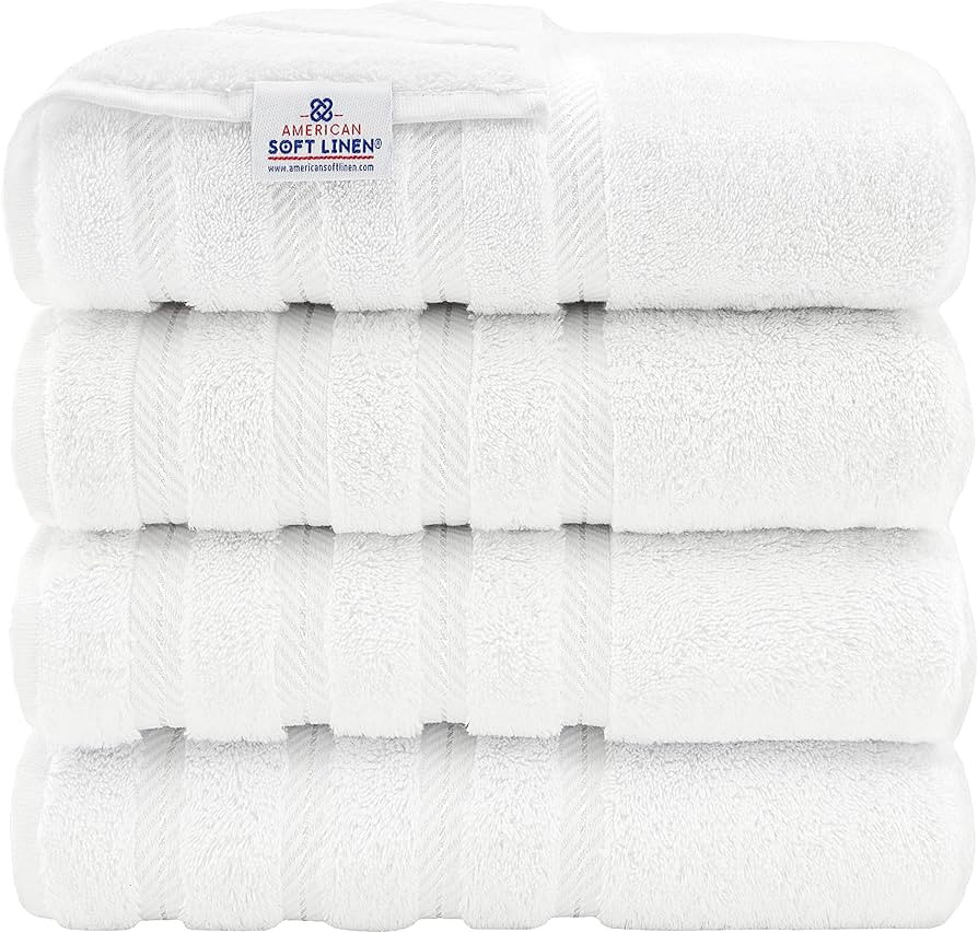 American Soft Linen 4 Piece Bath Towel Set, 100% Turkish Cotton Towels for Bathroom, 27x54 in Ext... | Amazon (US)