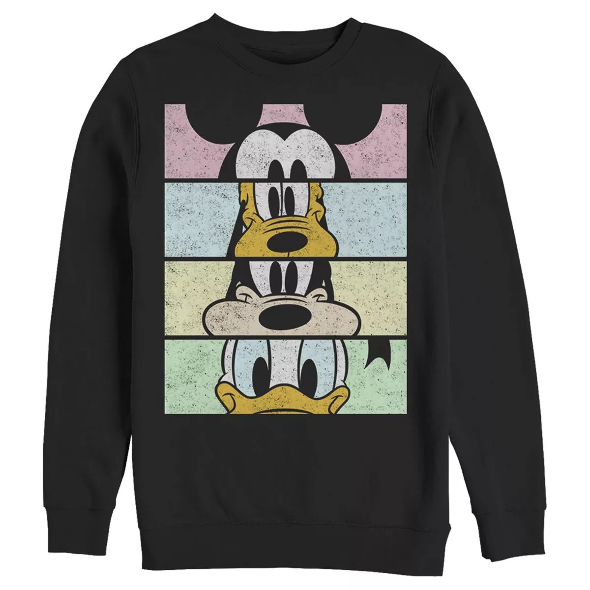 Men's Mickey & Friends Distressed Group Cropped Portraits Sweatshirt | Target