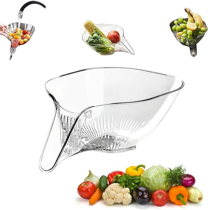 Multi-functional Drain Basket, Drainage Basket Funnel, Fruit Cleaning Bowl with Strainer Containe... | Amazon (US)