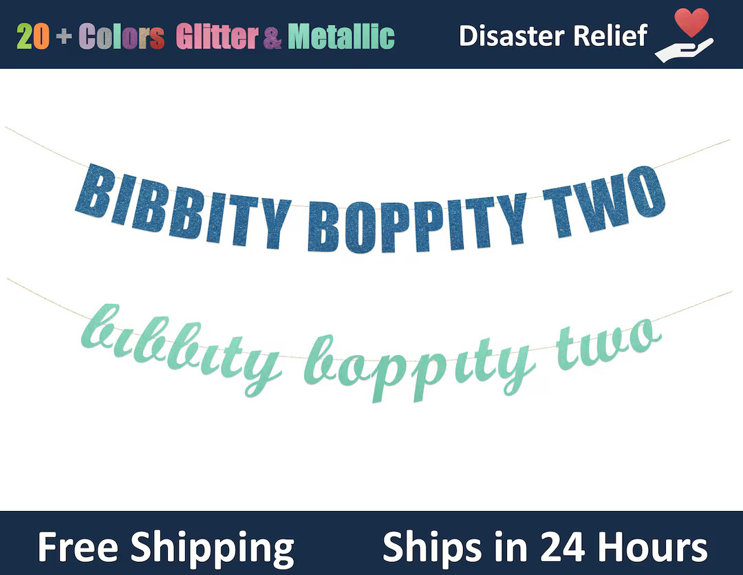 Bibbity Boppity Two Banner Bibbity Boppity 2 Birthday, 2nd Birthday Decorative Banner, Happy 2nd ... | Etsy (US)