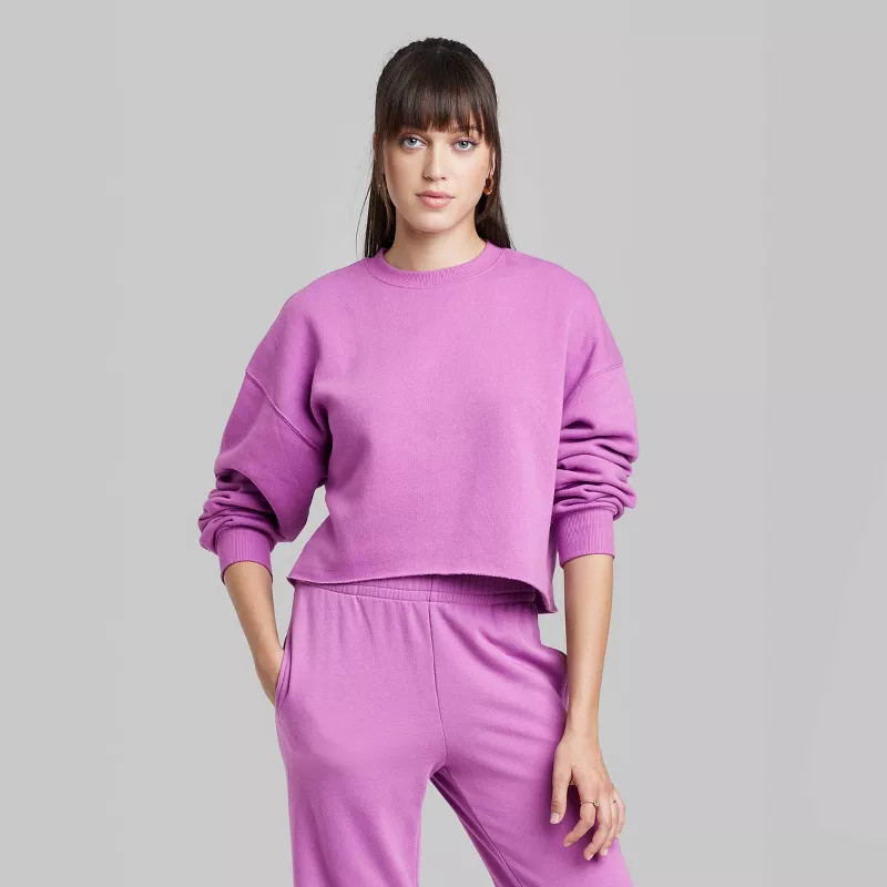 Women's Raw Hem Cropped Sweatshirt - Wild Fable™ | Target