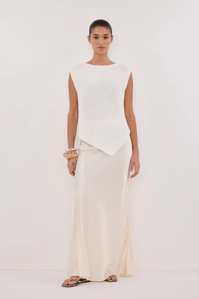 ALTHEA OFF WHITE ASYM KNIT TOP | DISSH