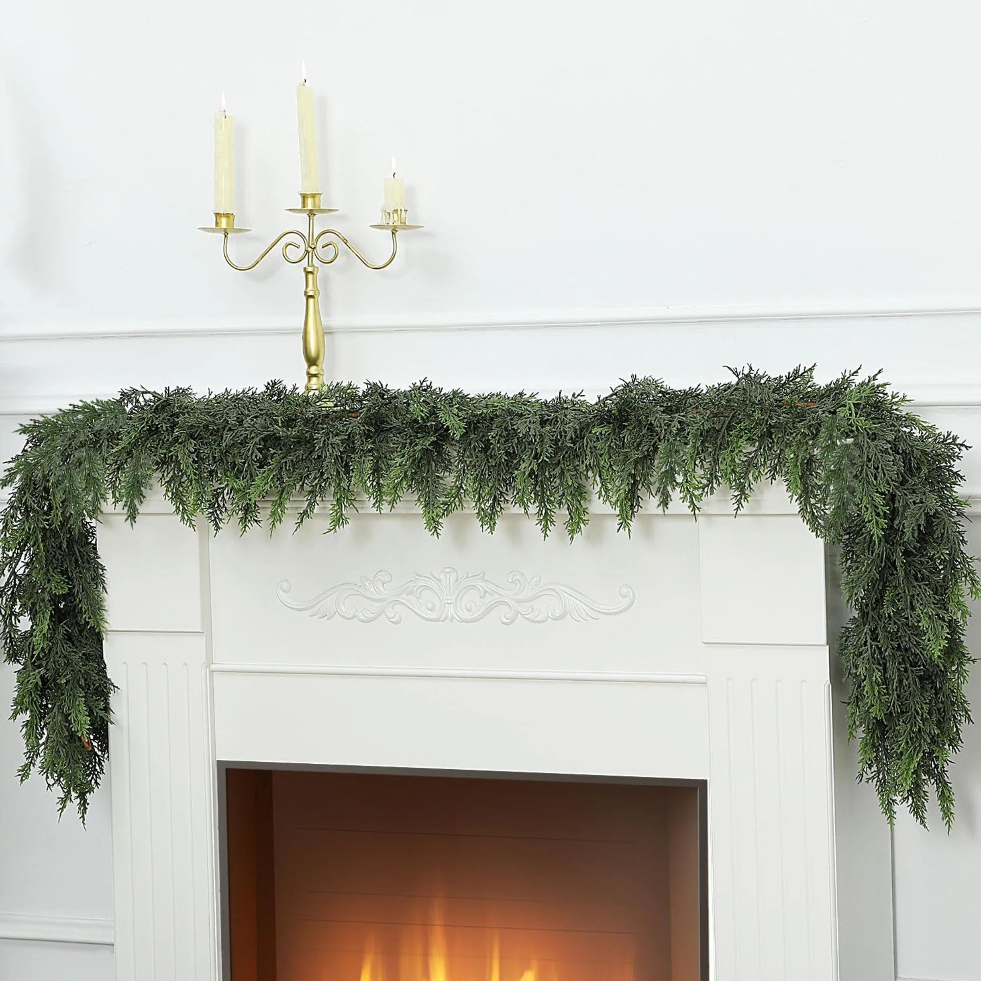 The Holiday Aisle® Realistic Artificial Cedar Pine Garland Thick Lush Full Faux  For Fireplace M... | Wayfair North America
