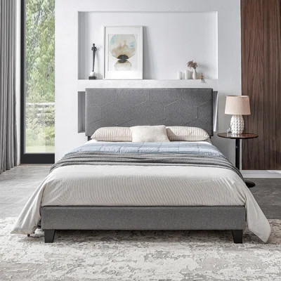 Upholstered Platform Bed Frame ,Wood Slat Support, Easy Assembly | Wayfair North America