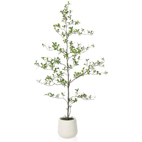 SOGUYI Faux Black Olive Tree 4.8 FT Tall Olive Trees Artificial Indoor with Realistic Leaves and White Ceramic Planter Fake Floor Plant for Home and Office Decor | Amazon (US)
