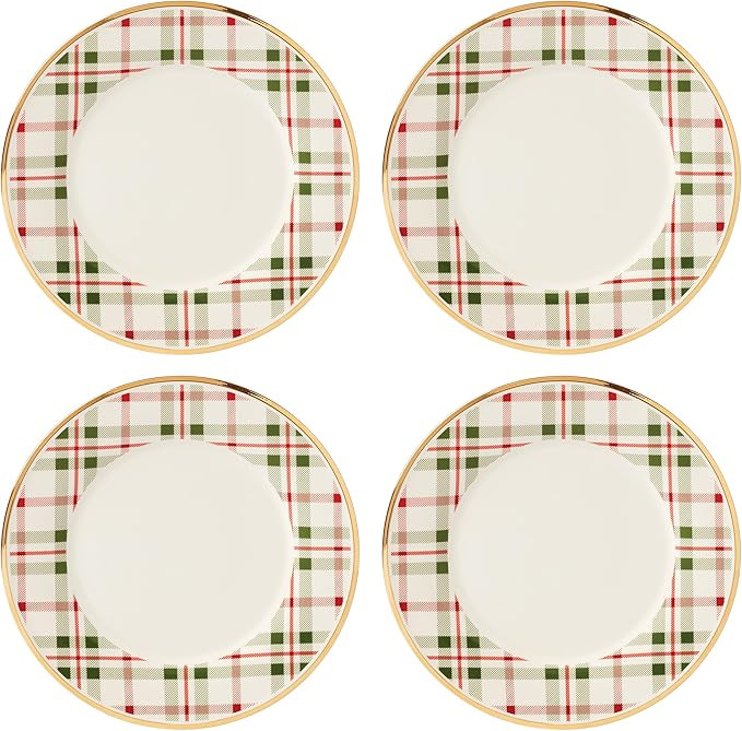 Lenox 894966 Holiday Plaid Dinner Plates, Set of 4, Red & Green, Christmas Dinnerware, Hosting | Amazon (US)