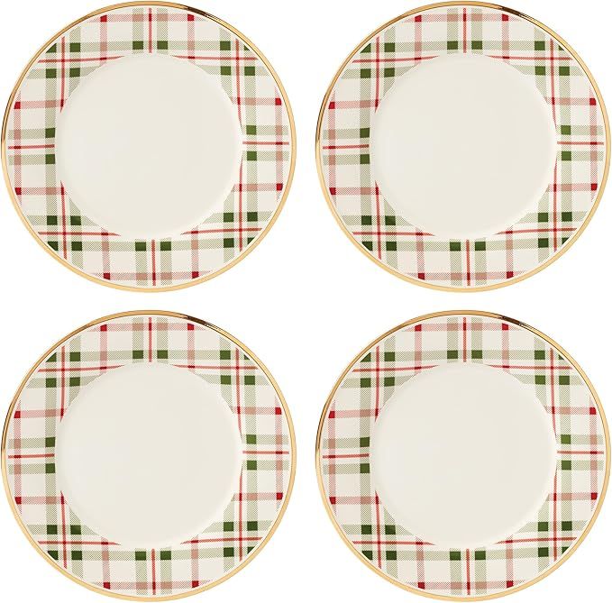 LENOX Holiday Plaid Dinner Plates, Set of 4, 6.02, Red & Green | Amazon (US)