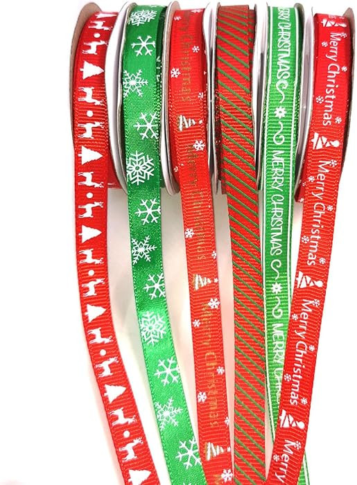 60 Yards 3/8" Wide Christmas Ribbon for Gifts Package Wrapping, Hair Bow Clip Accessory Making, H... | Amazon (US)