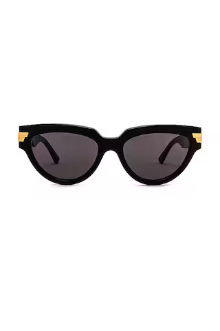 Bottega Veneta Bold Ribbon Cat Eye Sunglasses in Shiny Black& Grey from Revolve.com | Revolve Clothing (Global)