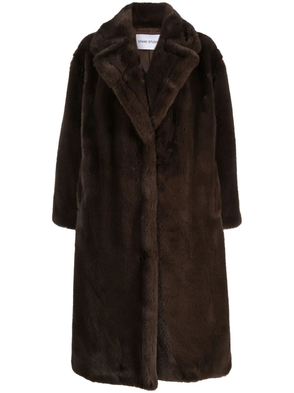 STAND STUDIO single-breasted faux-fur Coat - Farfetch | Farfetch Global