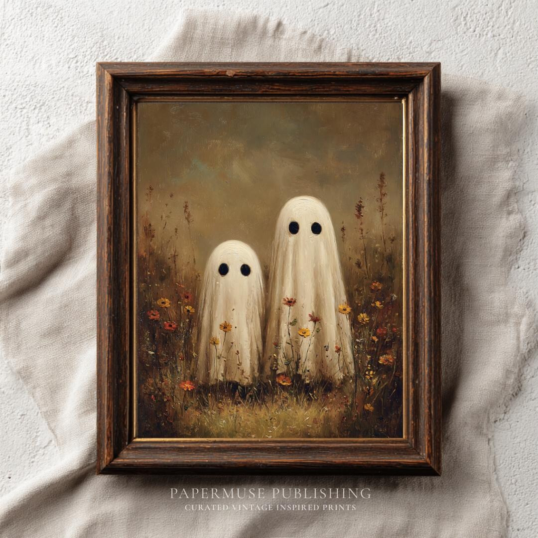Wildflower Spirits Ghost Art Print, Spooky Halloween Fall Painting Digital Download, Printable Wa... | Etsy (US)