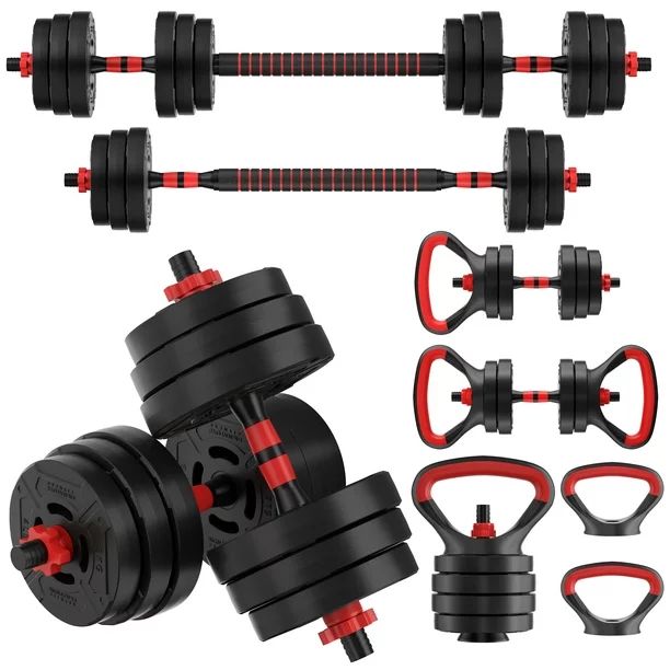 BalanceFrom 60LB 4-in-1 Portable Changeable Dumbbell, Barbell, and Kettlebell Set with Adjustable... | Walmart (US)