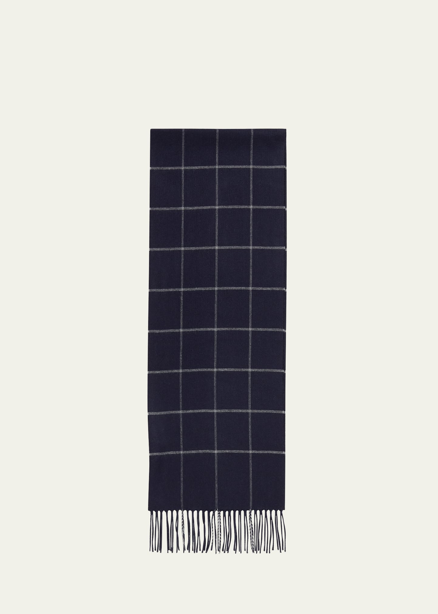 PIACENZA 1733 Men's Silk and Cashmere Windowpane Fringe Scarf | Bergdorf Goodman