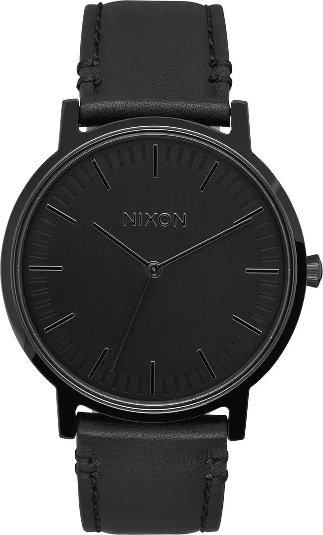 Porter Round Leather Strap Watch, 40mm | Nordstrom