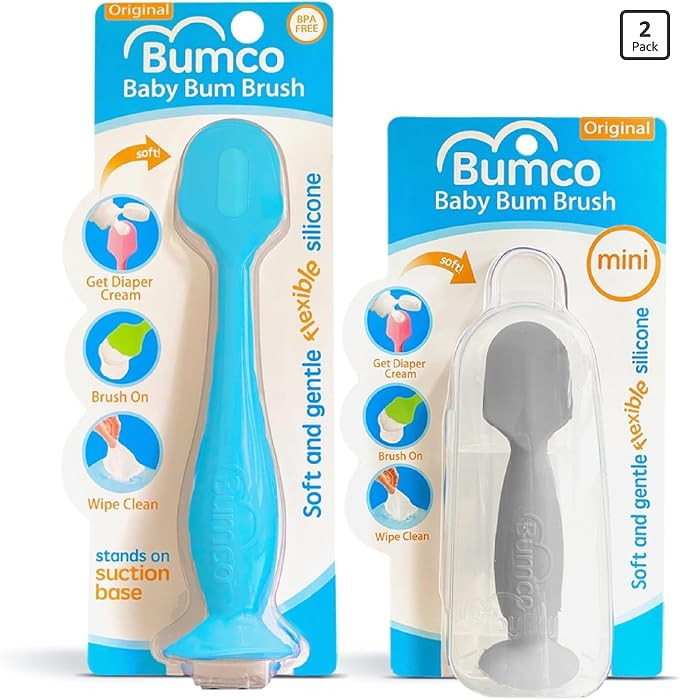 Bumco Baby Bum Brush + Travel Diaper Cream Spatula Set (Blue & Gray) | Amazon (US)
