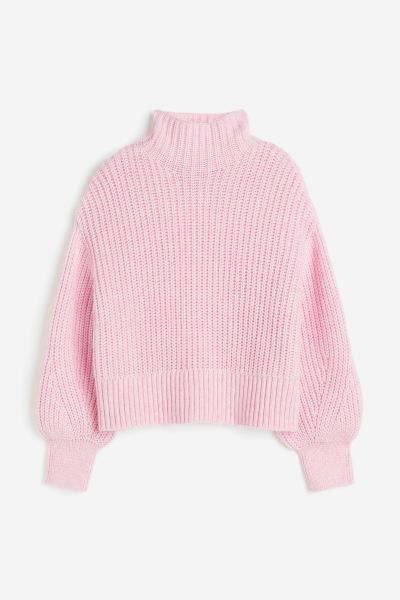 Balloon-sleeved jumper - Light pink - Ladies | H&M GB | H&M (UK, MY, IN, SG, PH, TW, HK)