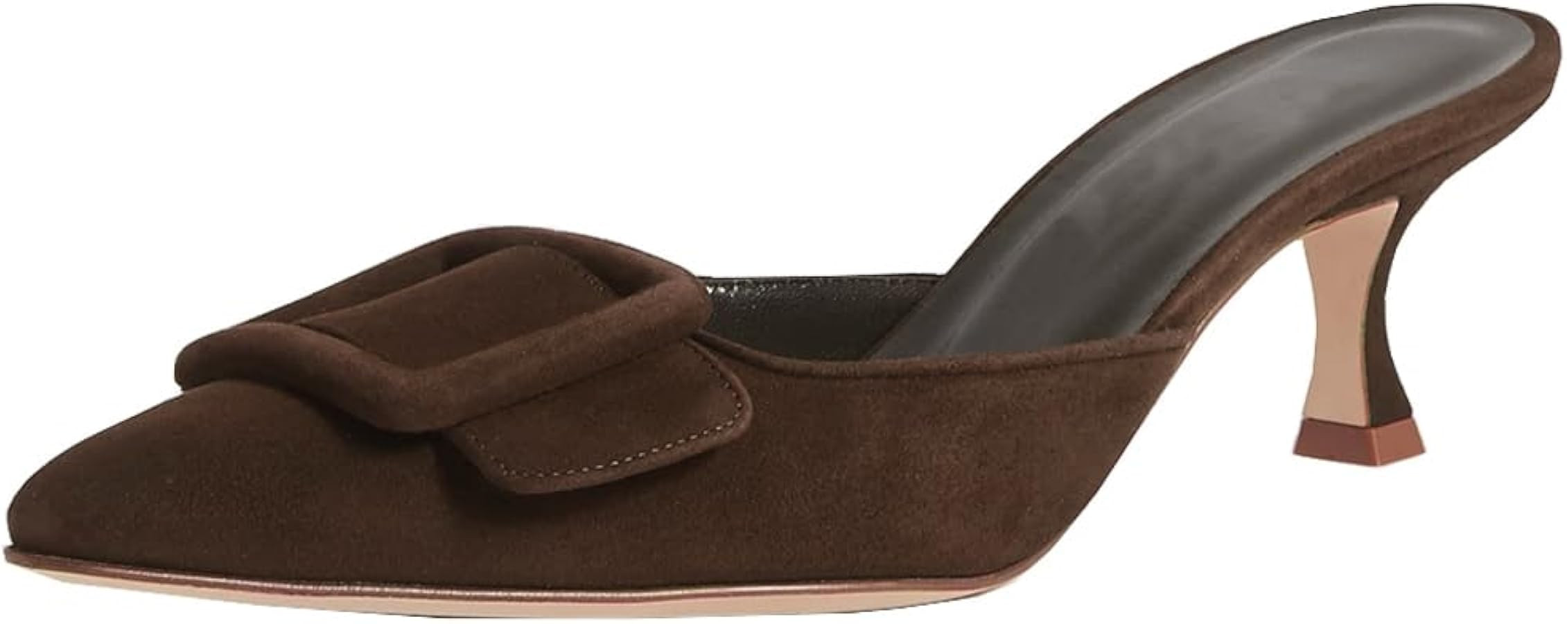 Divanne Heeled Mules for Women, Pointed Toe Slingback Pumps Buckle Kitten Heels Mules Slides Back... | Amazon (US)