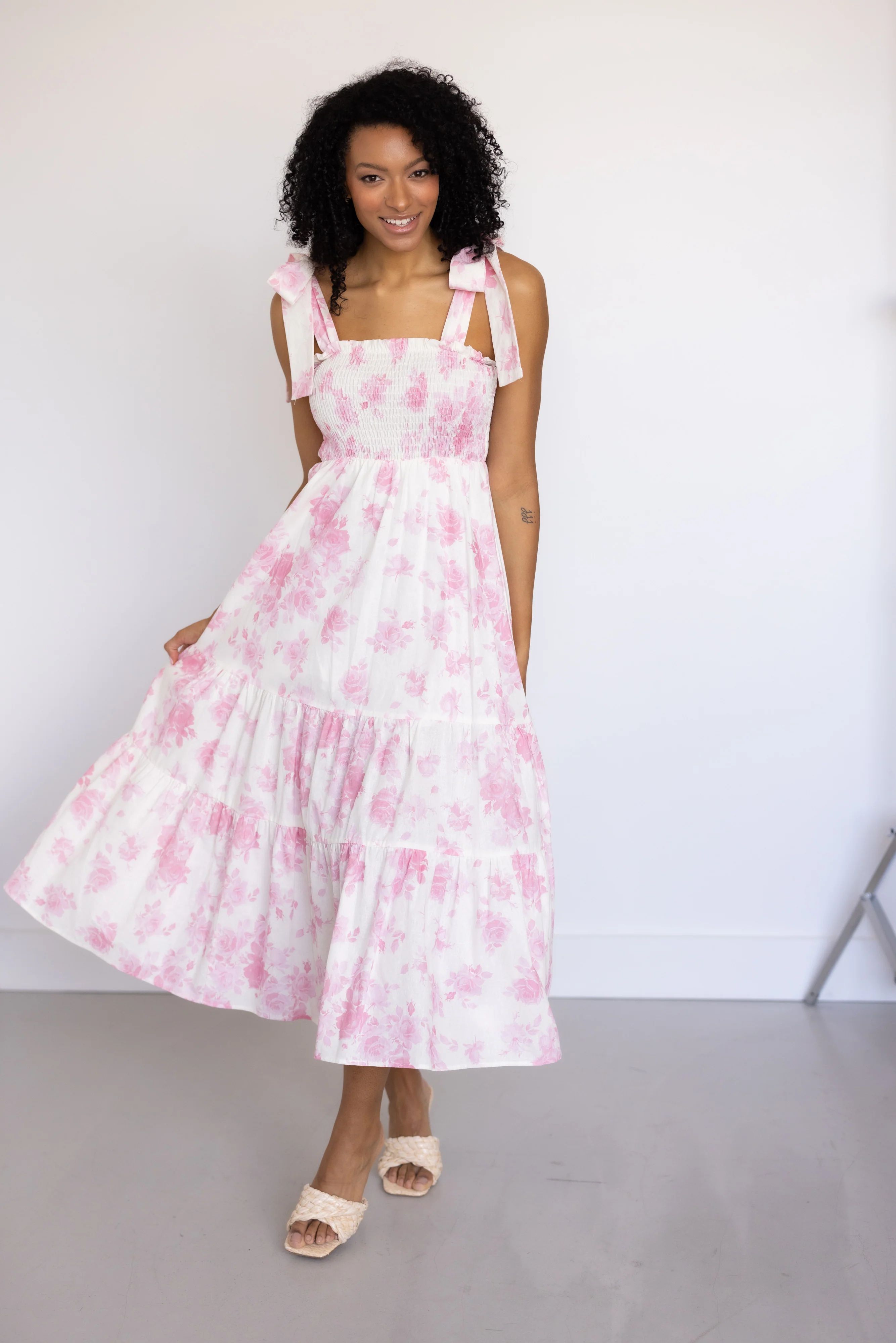 Emma Maxi Dress in Elzbieta Sorbet Roses by LilyOak | Kathleen Maeve