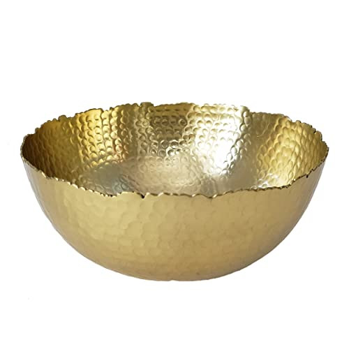 IHI EST. 1986 India Handicrafts Hammered Dimpled Gold Tone 10.5 inch Metal Decorative Bowl | Amazon (US)