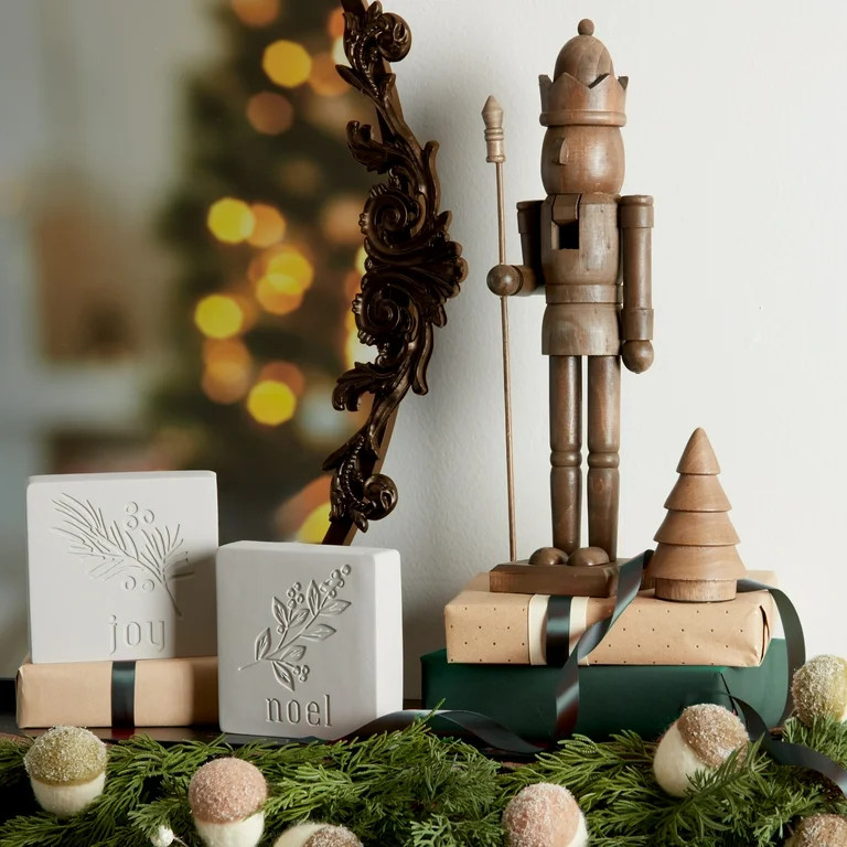 One Brown Pine Wood Nutcracker Decoration, 15", by Holiday Time - Walmart.com | Walmart (US)