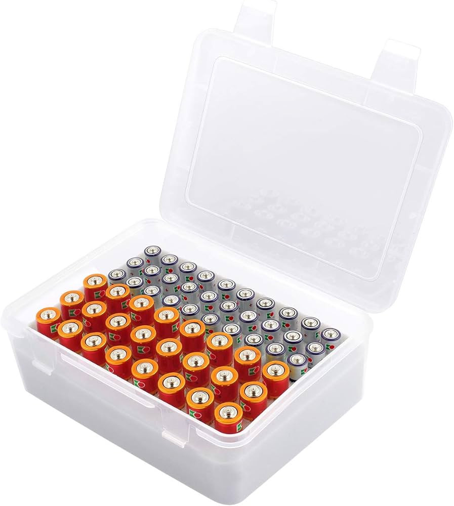 Battery Organizer Storage Box, Garage Case Holder for 24* AA, 30* AAA Batteries (Bag Not Include ... | Amazon (US)