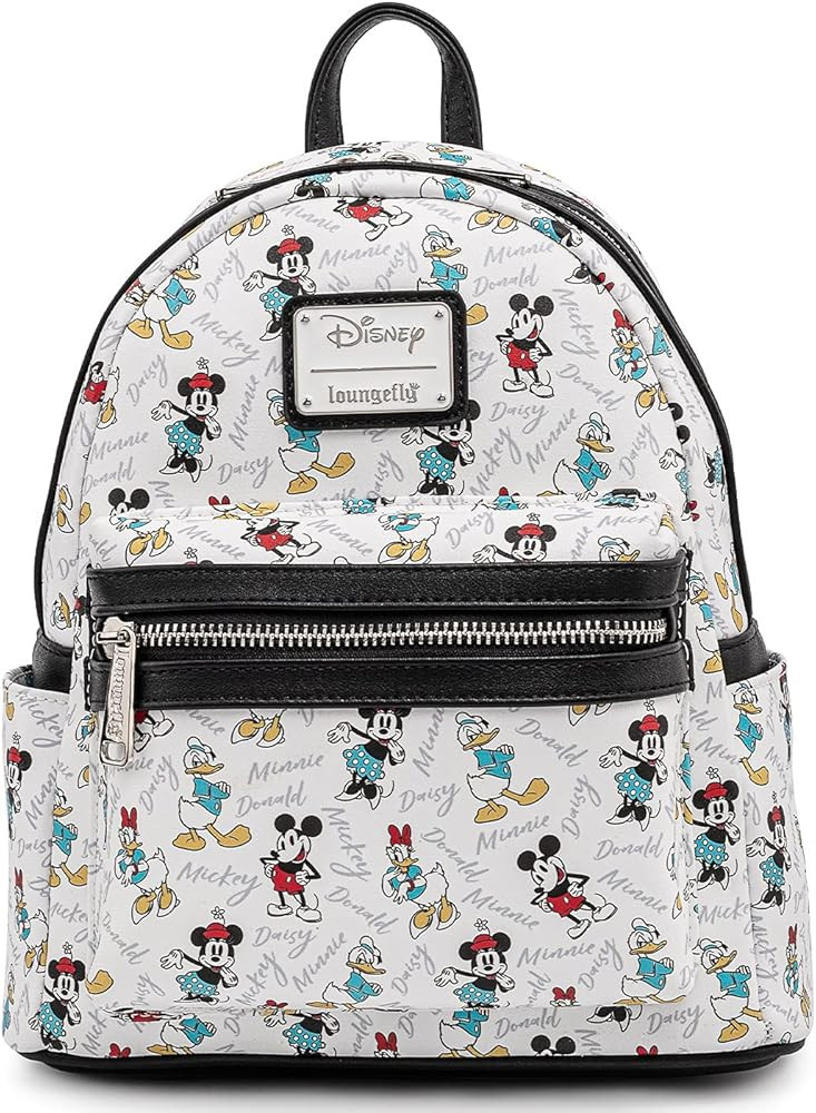 Loungefly Disney Mickey Minnie Mouse Donald Daisy Mini Backpack Handbag White | Amazon (US)