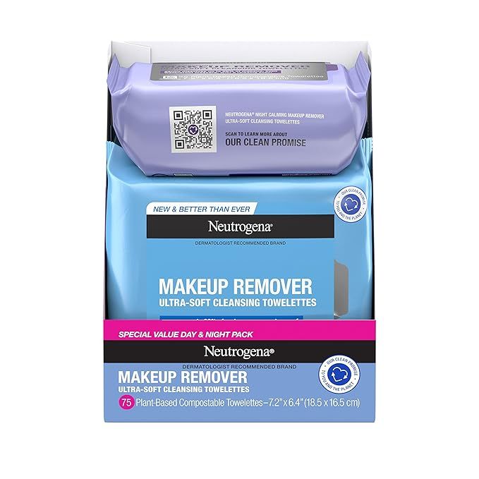 Neutrogena Day & Night Wipes with Makeup Remover Face Cleansing Towelettes & Night Calming Facial... | Amazon (US)