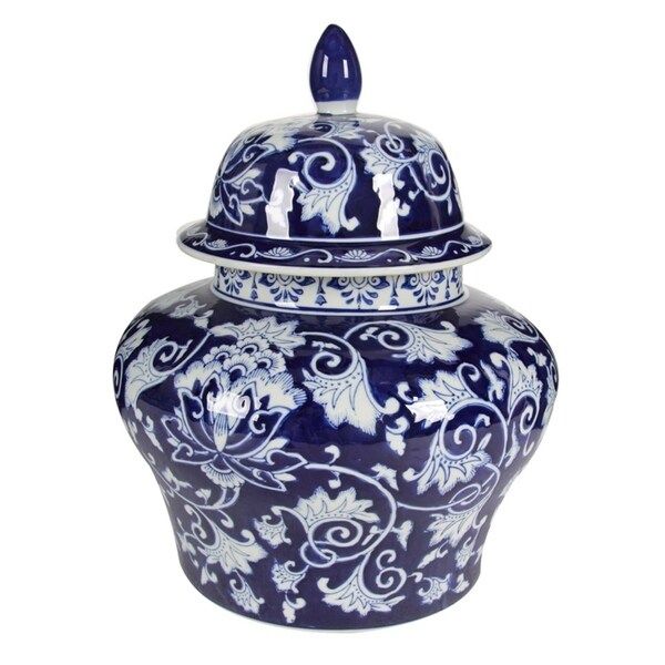 Small Traditional Patterned Ginger Jar, Blue And White | Bed Bath & Beyond