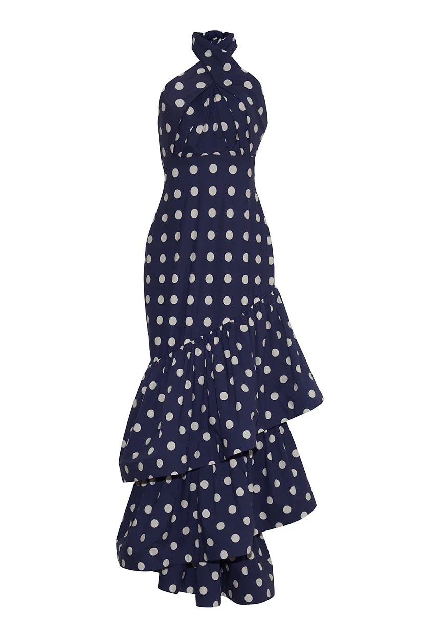Perla Dress in Classic Navy Dot | Over The Moon