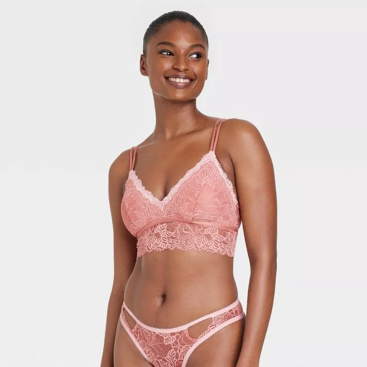 Auden, Intimates & Sleepwear, Longline Lace Bralette Auden Target Small  Pink