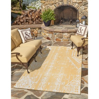 Unique Loom 6' 0 x 9' 0 Rectangle Indoor/Outdoor Bohemian Yellow Area Rug | Target