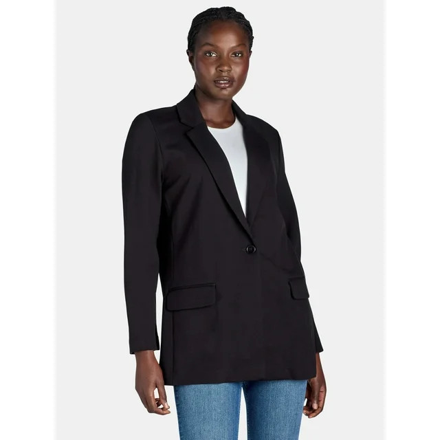 Time and Tru Women's Ponte Knit Blazer, Sizes XS-XXXL | Walmart (US)