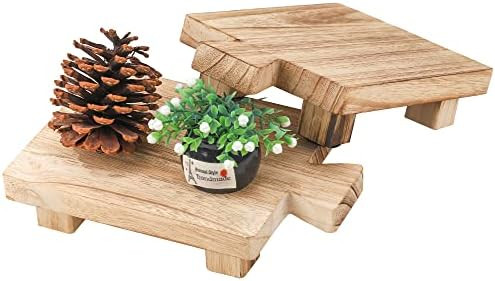 2 Packs Wood Pedestal Riser Display Pedestal Stand Wood Plant Riser Stand Wooden Soap Holder Tier... | Amazon (US)