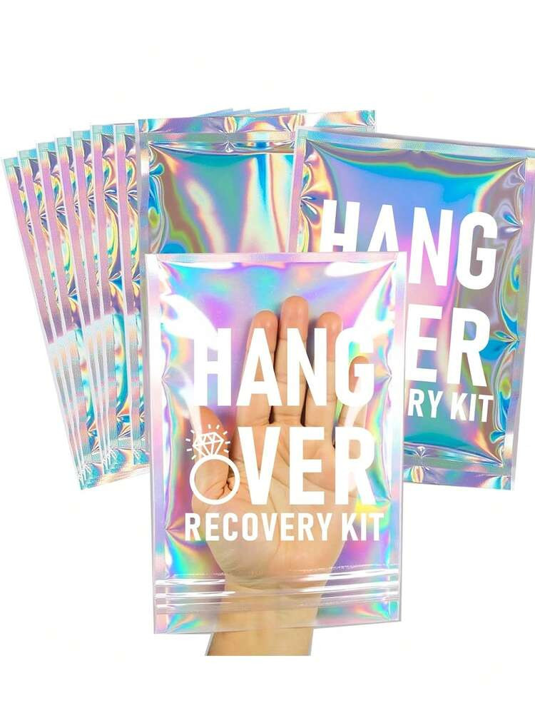 Hangover Recovery Kit Self-Care Set, Pre-Printed Holographic Resealable Bag, Suitable For Bachelo... | SHEIN