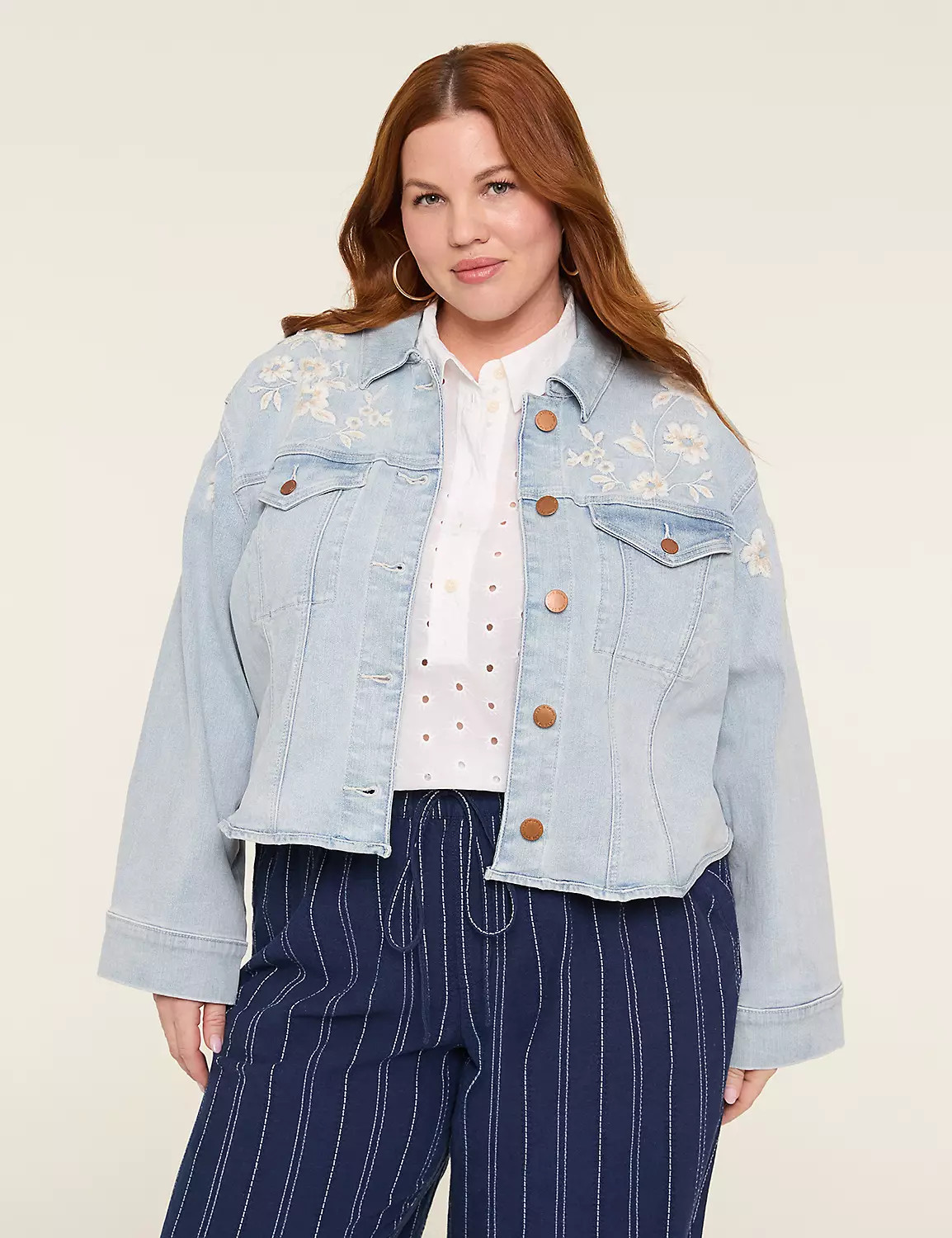 Embroidered Denim Jacket | Lane Bryant (US)