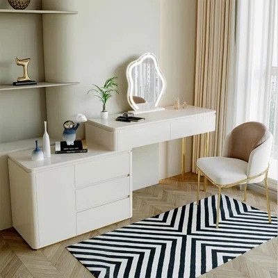 Makeup Vanity with Light mirror,5 drawers,1 chair | Wayfair North America