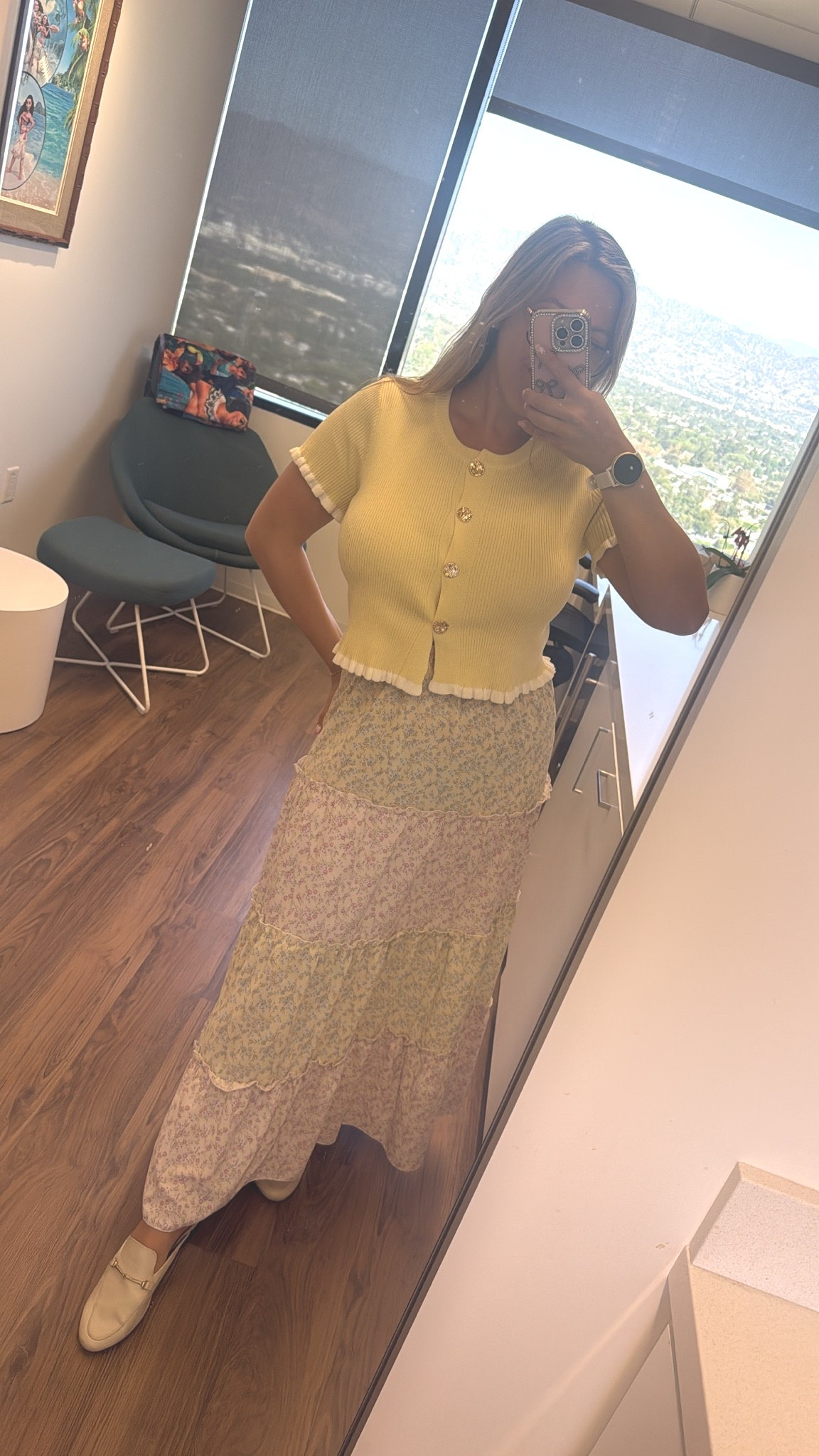 Women's yellow Button Up Cardigan Sweaters Short Sleeve Knit Tops
Crew Neck
Maxi skirt outfit for work 
Work outfit 
Business casual

#LTKootd #LTKWorkwear #LTKU