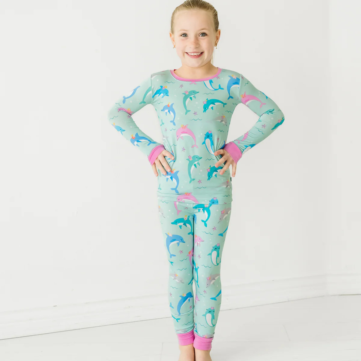 Dolphin Dance Two-Piece Pajama Set | Little Sleepies