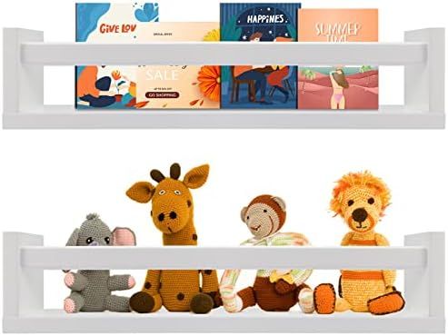 ZLchair BOMID Nursery Shelves,Wall Bookshelves for Kids,Wood Floating Book Shelves Set of 2,Nurse... | Amazon (US)