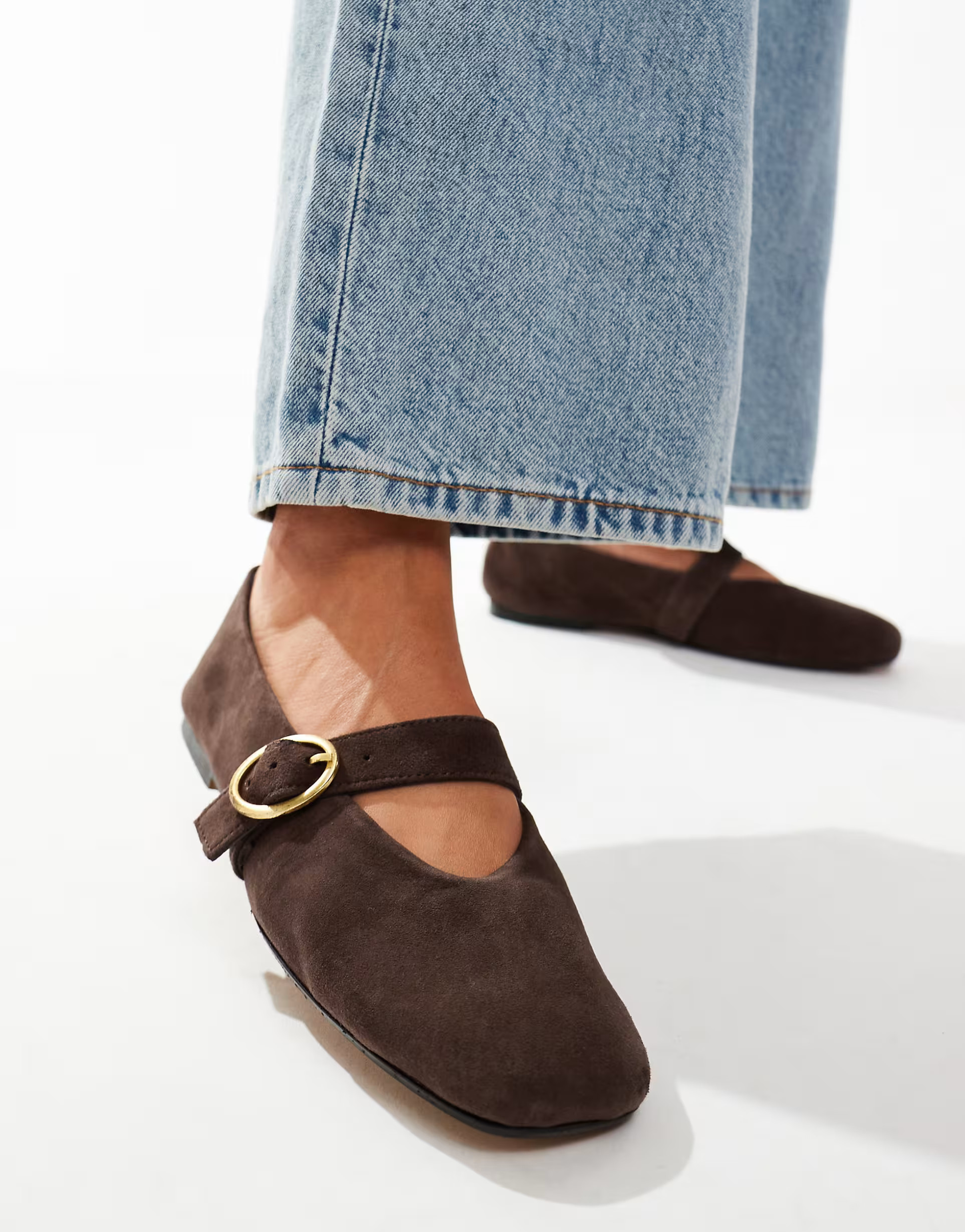 ASOS DESIGN Luxe Premium Leather Mary Jane ballet in brown | ASOS | ASOS (Global)
