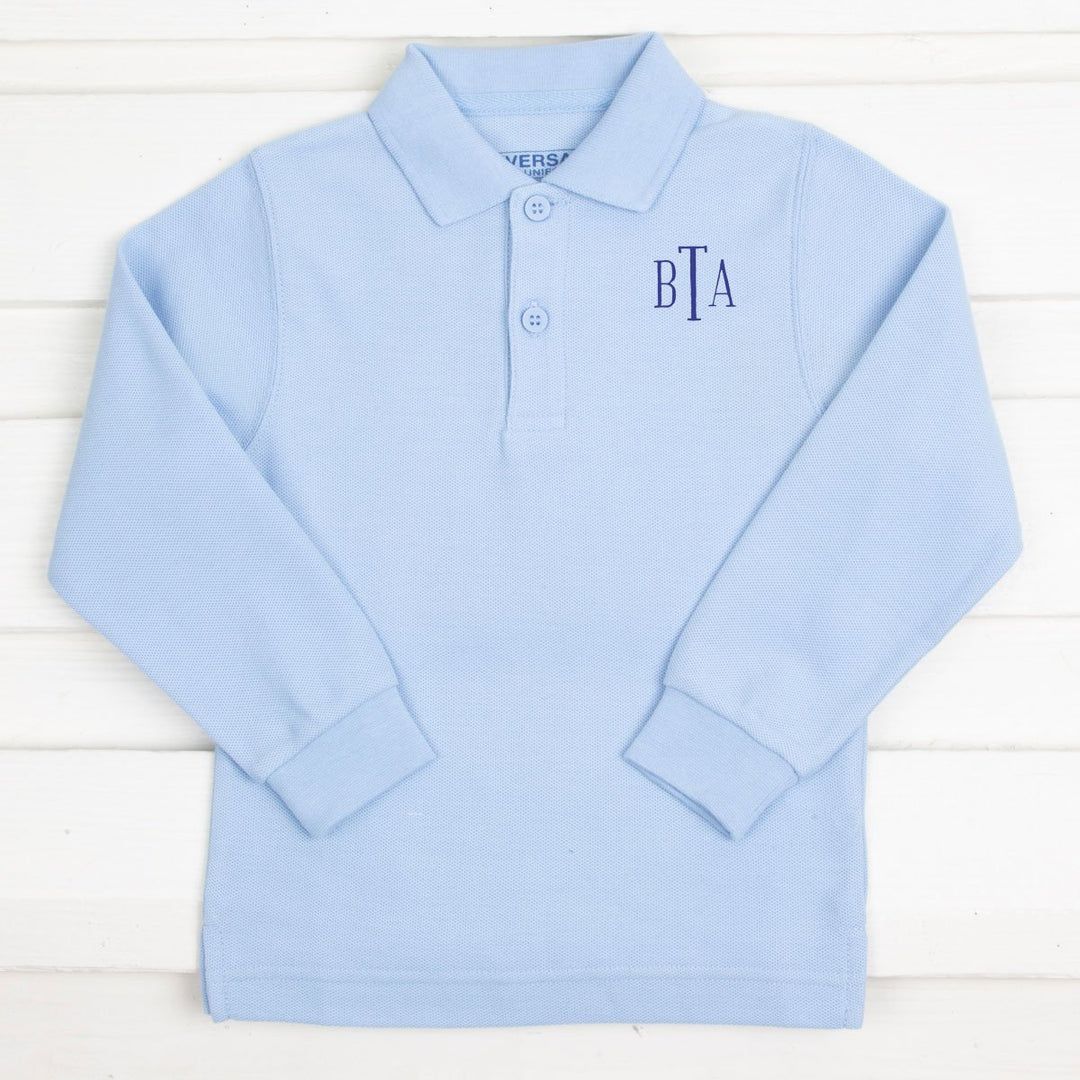 Monogram Long Sleeve Polo Shirt | Classic Whimsy